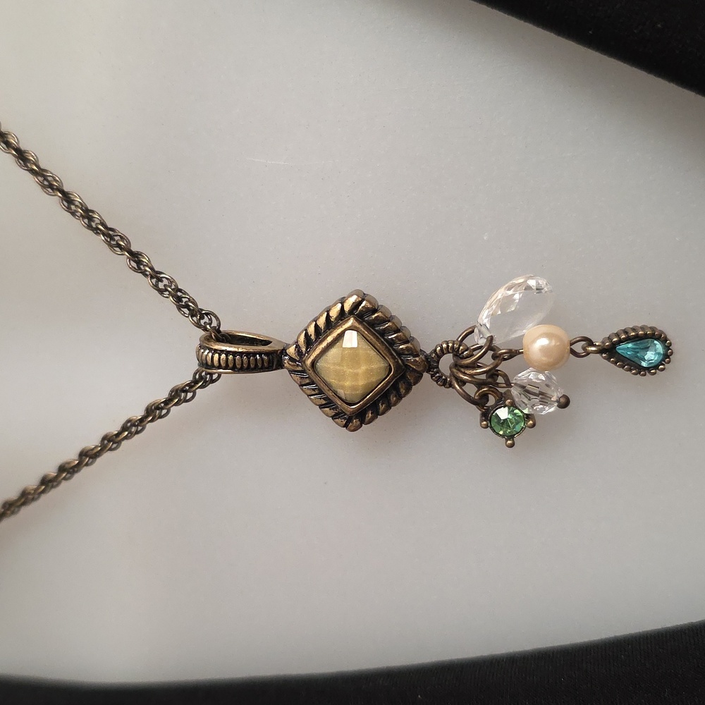 Lia Sophia Aged Brass Look Charm Necklace